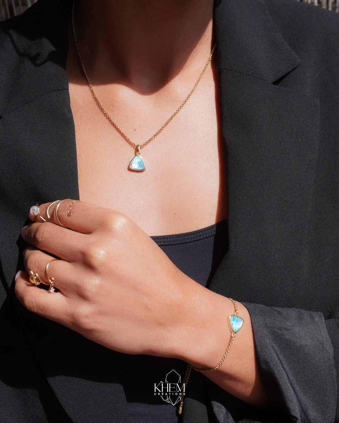 Collier et Bracelet A’aupal en Opale et acier inoxydable