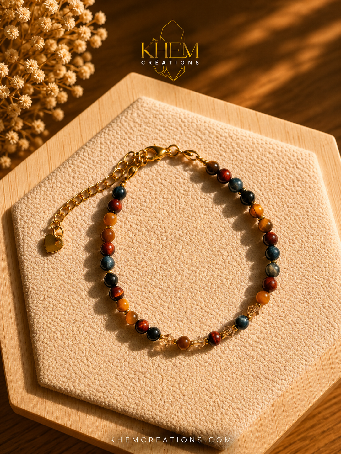 Bracelet Golden Rê : Trio des 3 Œils & Acier Inoxydable