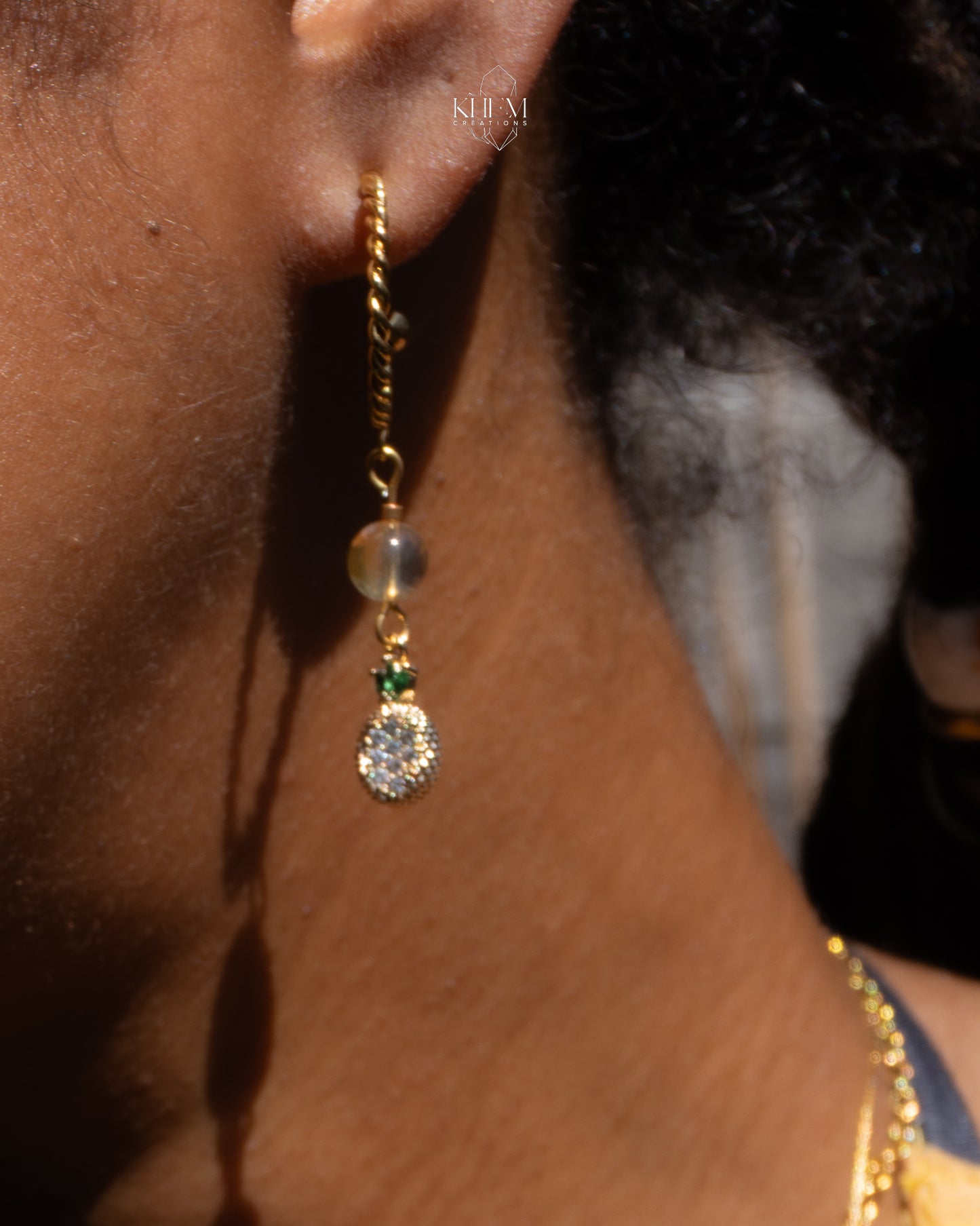 Boucles d’oreilles créoles Ananas’Aura en Citrine