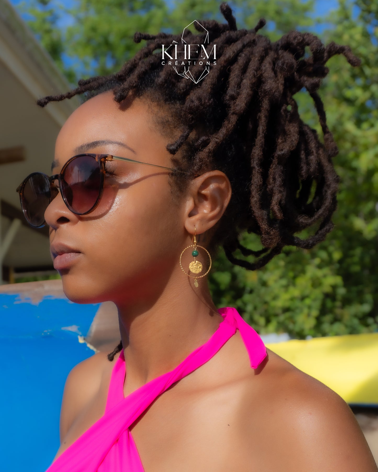 Boucles d'Oreilles Ananas en Malachite 🍍💚