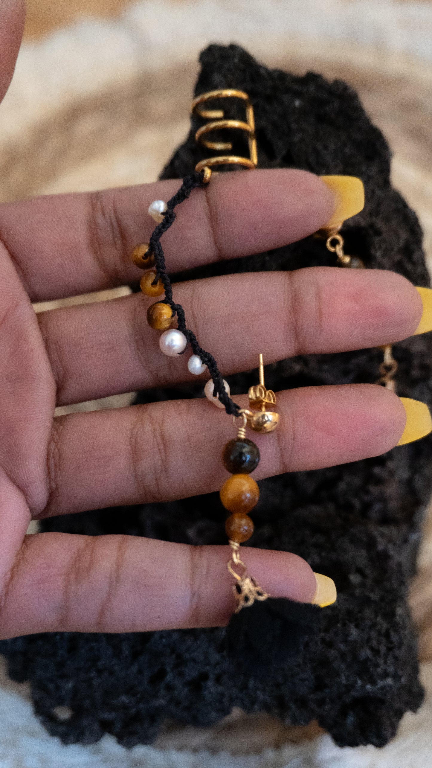 AYIZAN Boucles d'oreilles en Oeil de Tigre