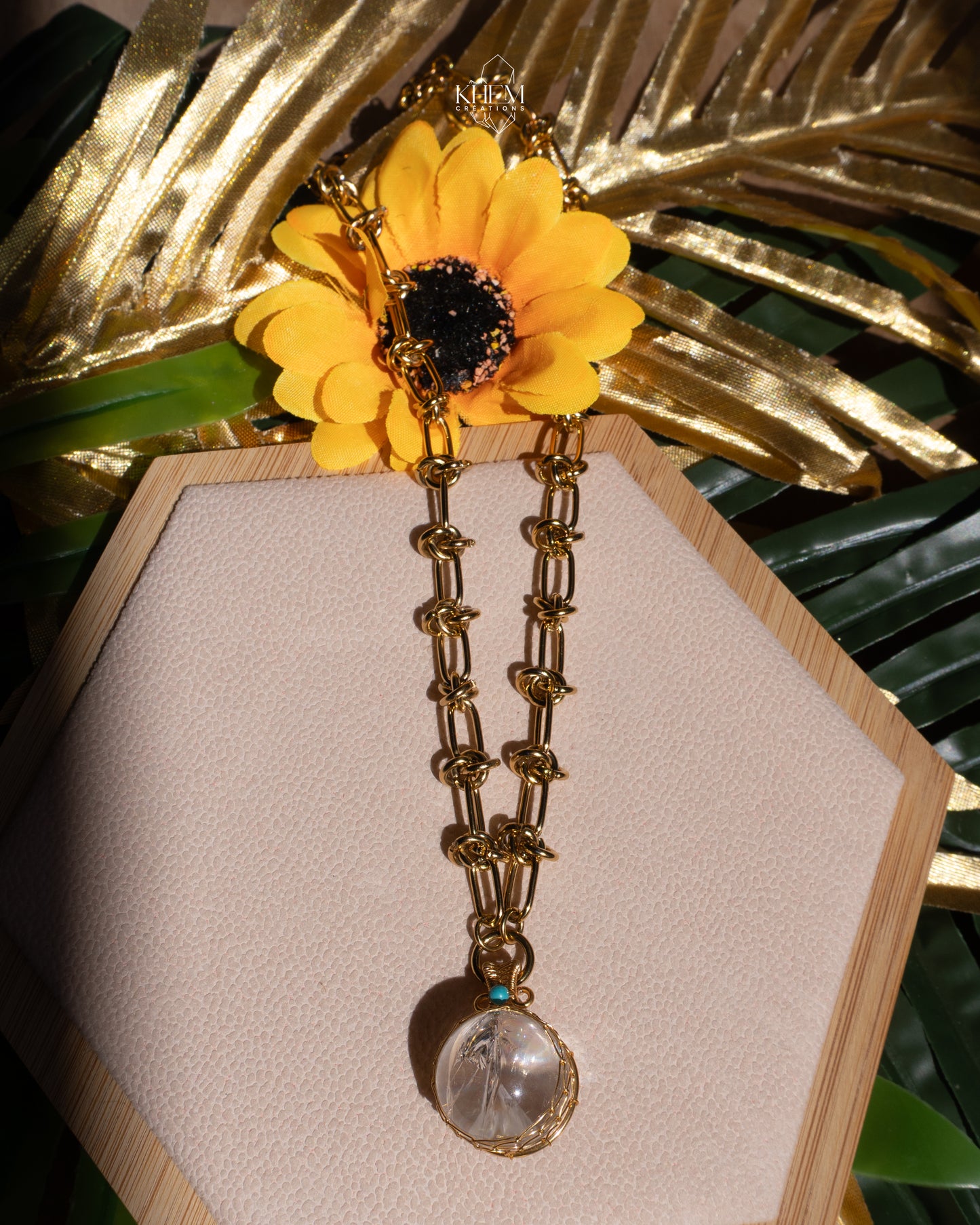 Collier Spirit Krystal – Cristal de Roche & Acier Inoxydable (42 cm + 5 cm)