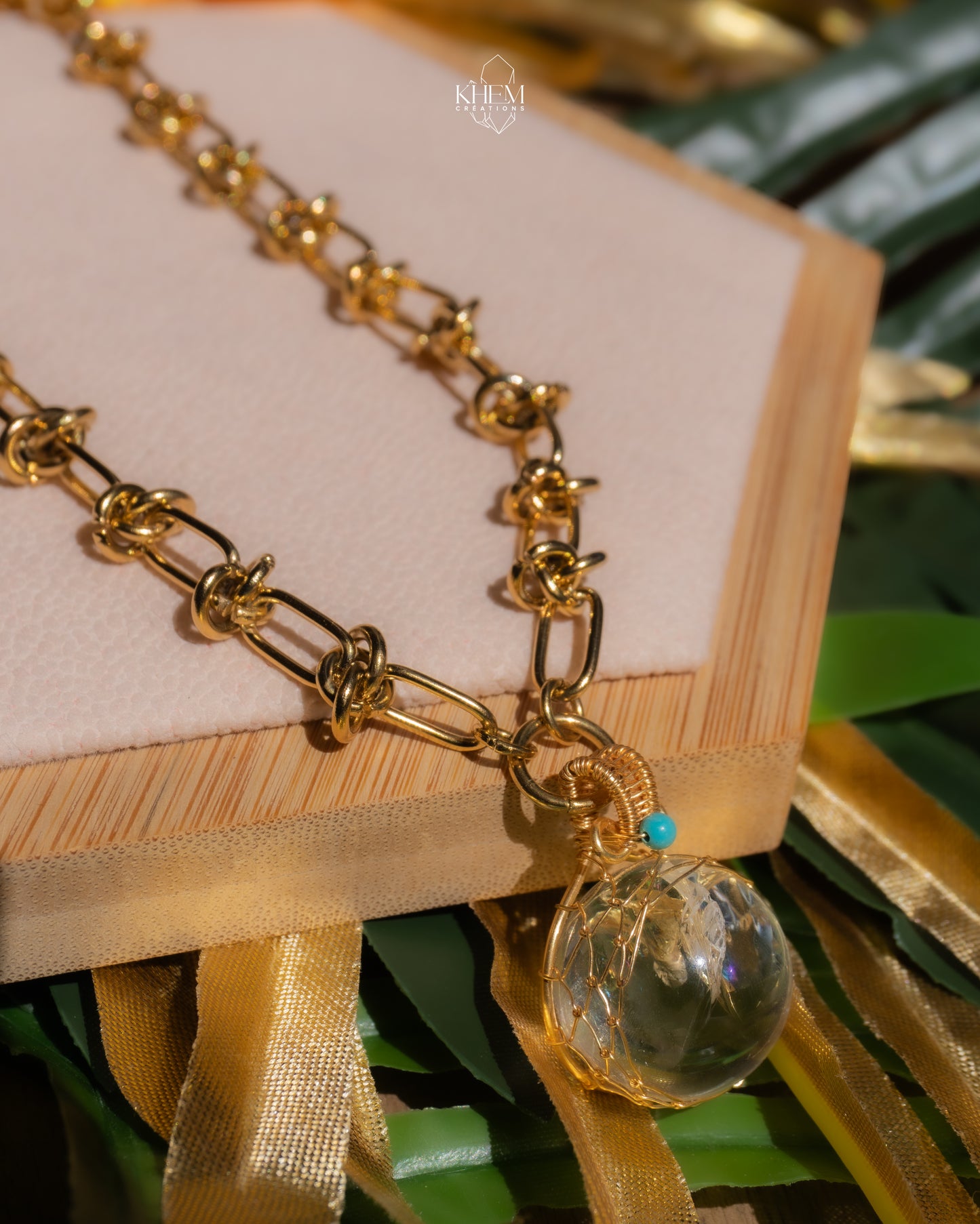 Collier Spirit Krystal – Cristal de Roche & Acier Inoxydable (42 cm + 5 cm)