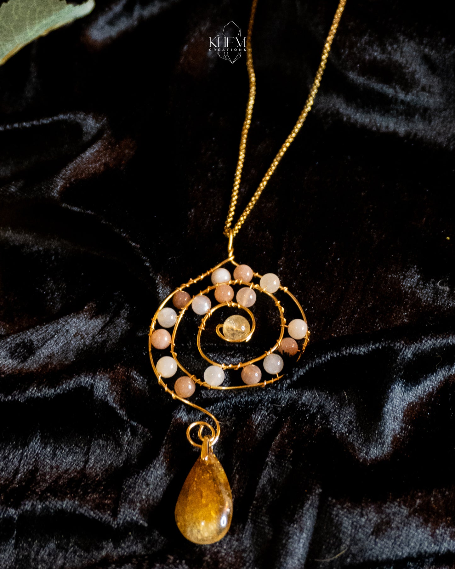 Sautoir Myra – Pierre de Lune et Citrine