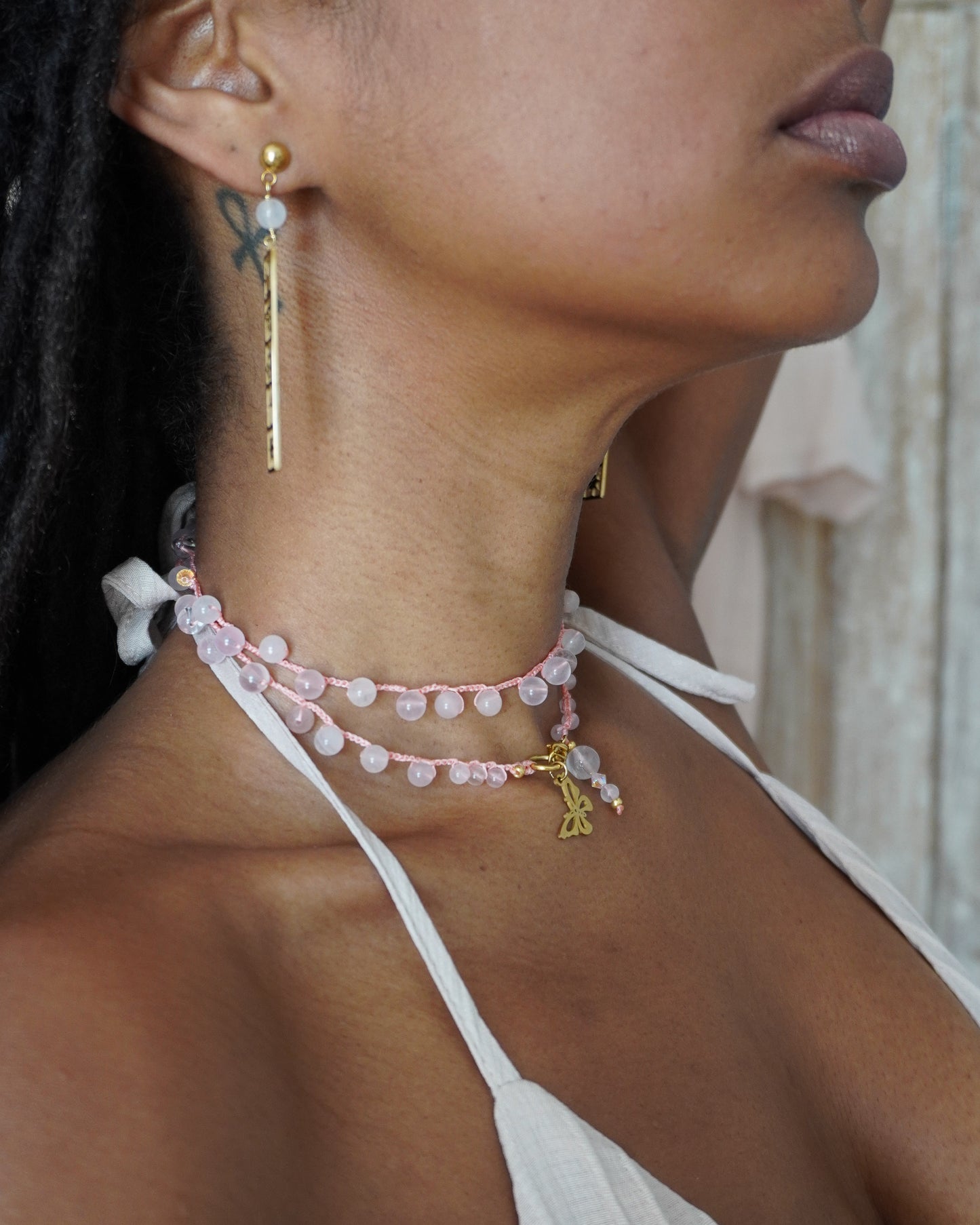 ATETE WRAP en QUARTZ-ROSE avec fermoir
