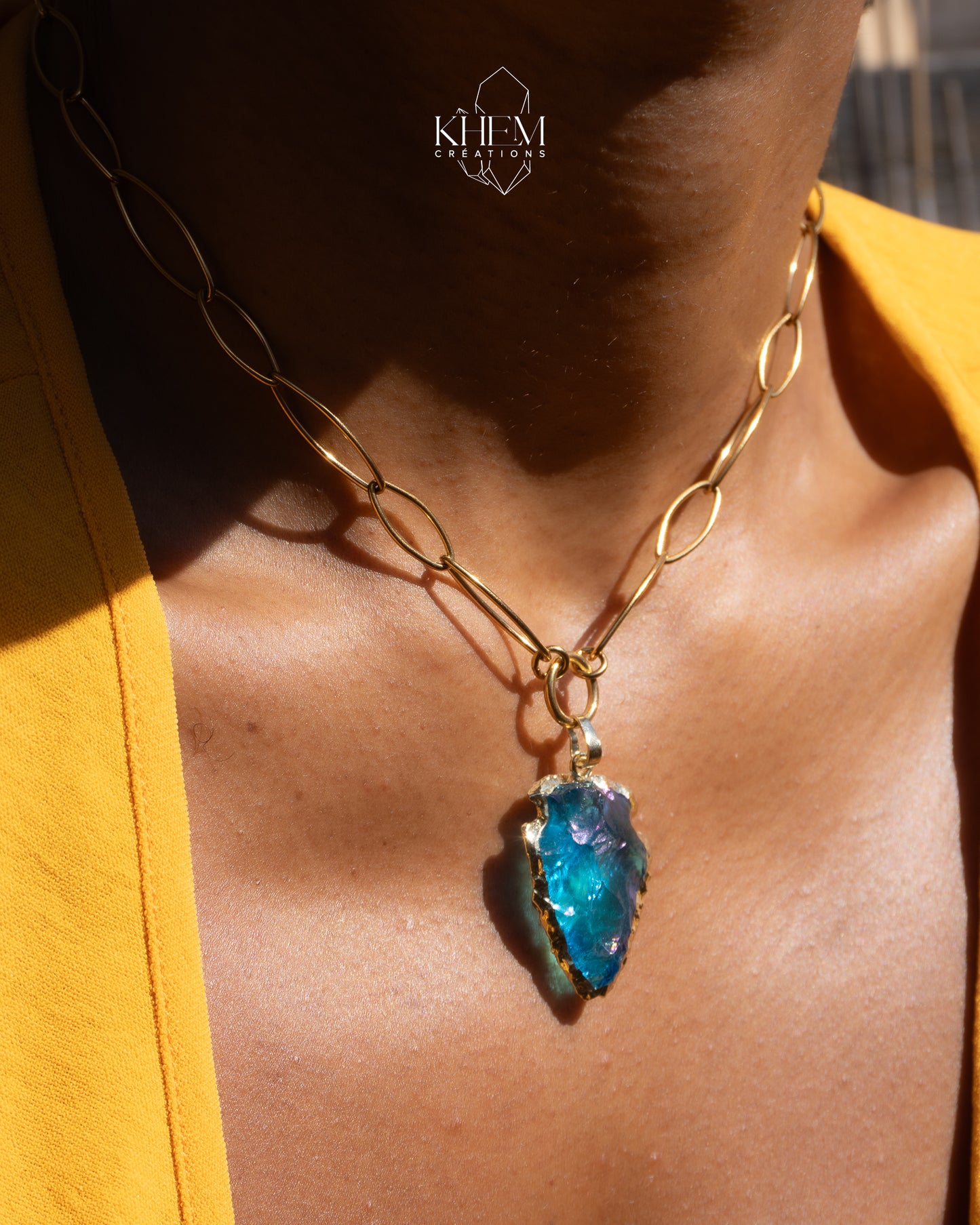 Collier Ora – Aqua Aura (Pierre bleue, rose ou verte)