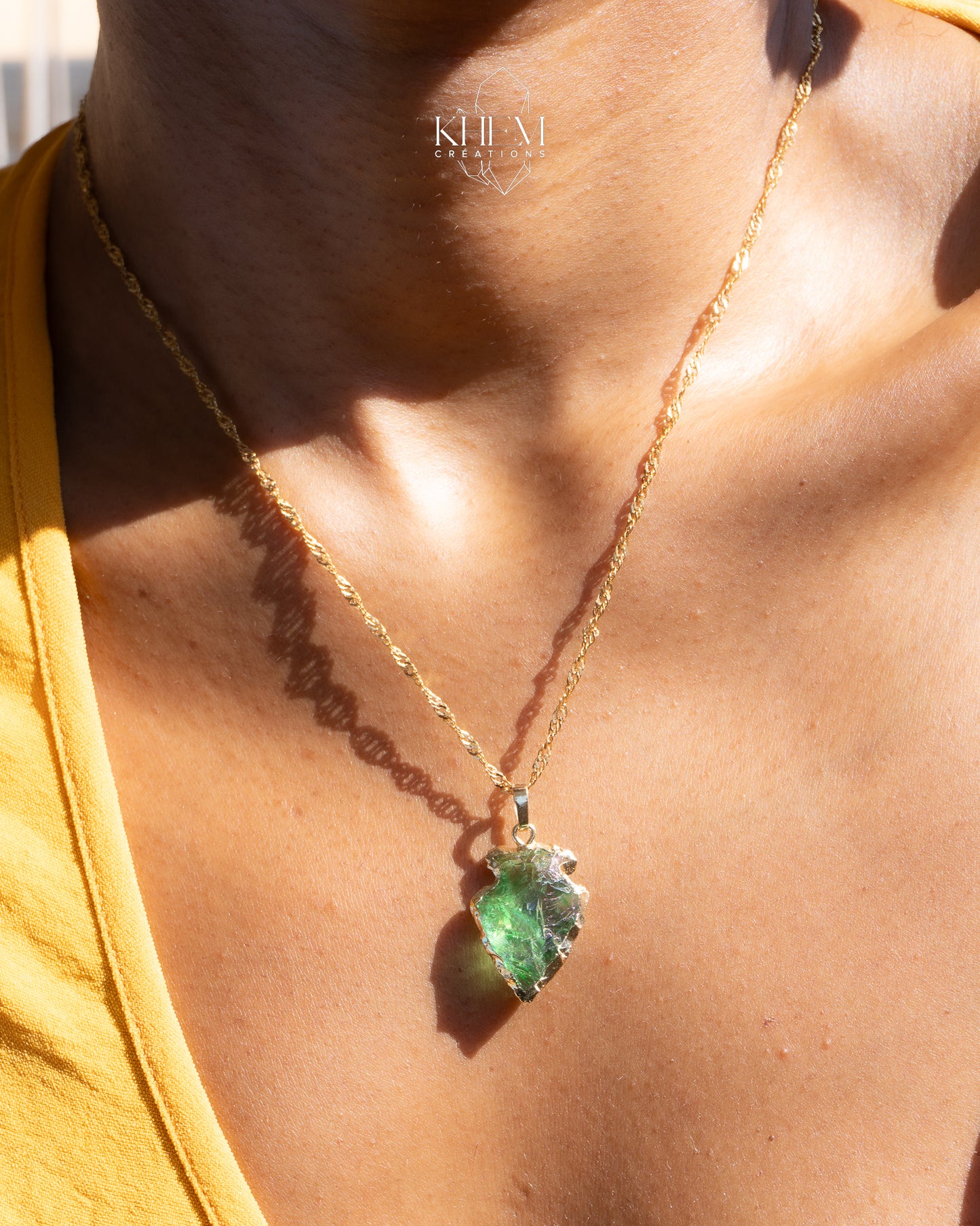 Collier Ora – Aqua Aura (Pierre bleue, rose ou verte)