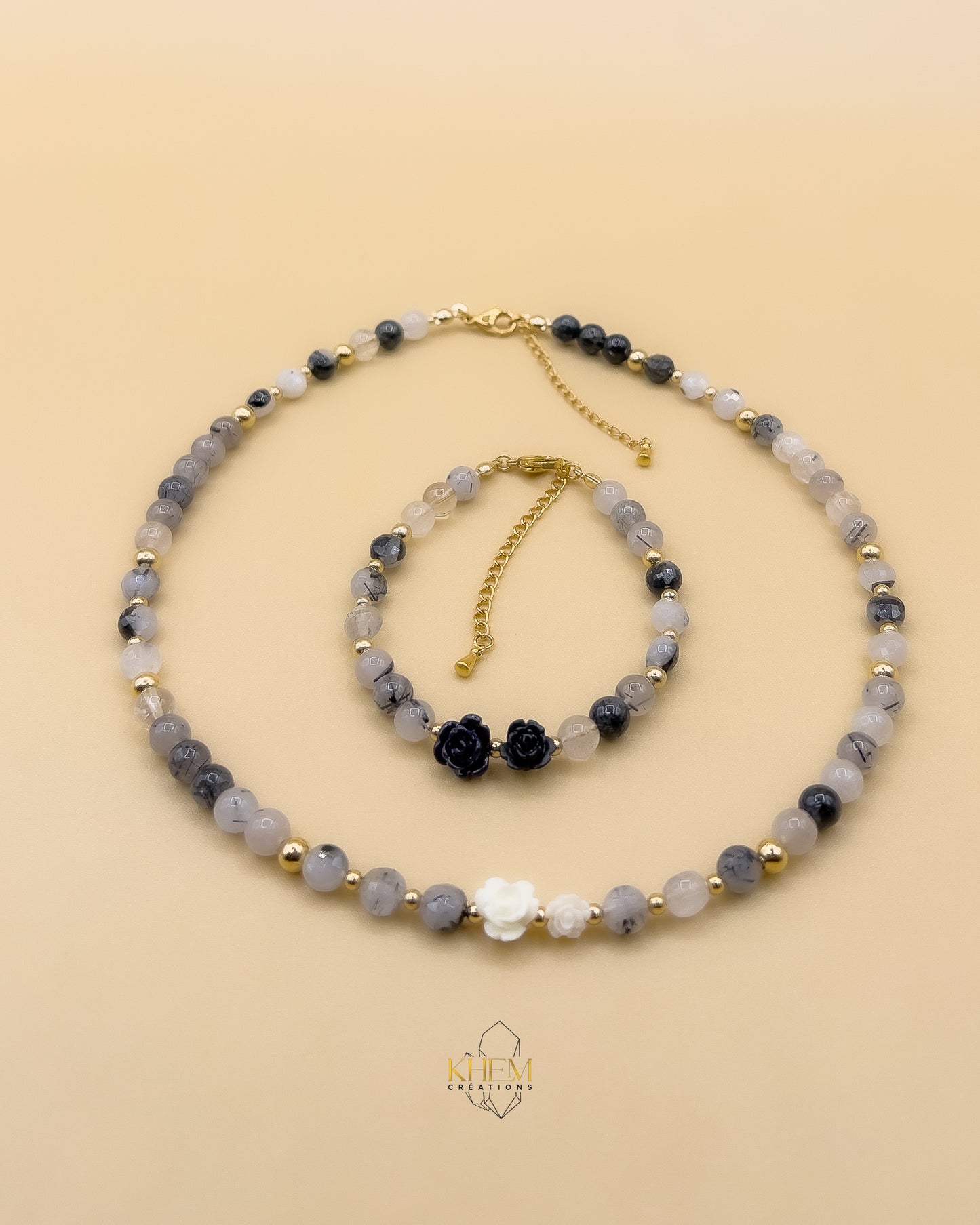 Collier et Bracelet GEB en Quartz Tourmaline