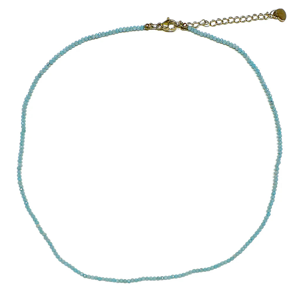 NEFERTUM BLOOM Colliers : Quartz-rose/Tourmaline/Aigue-Marine/Apatite Bleue/ Amazonite