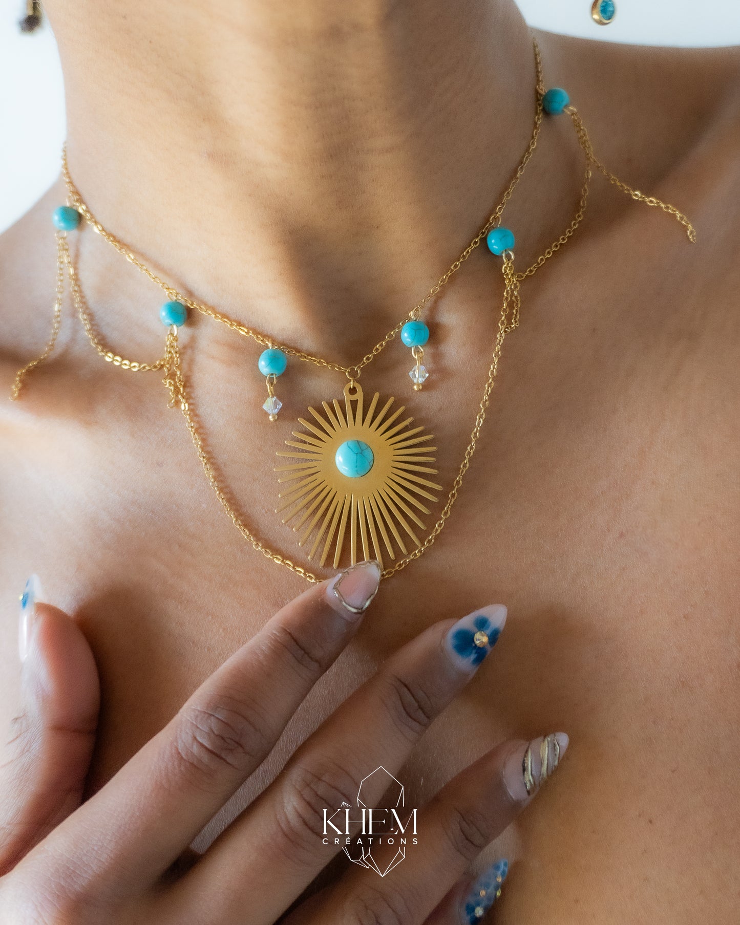 Collier créations en Howlite turquoise