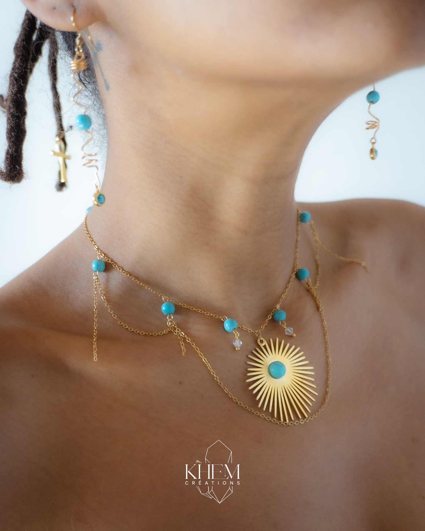 Collier créations en Howlite turquoise