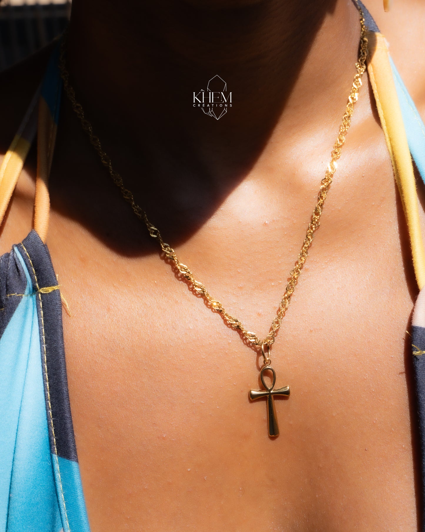 Collier Ankh – Maille torsadée 45 cm (Acier inoxydable, Modèle unique)