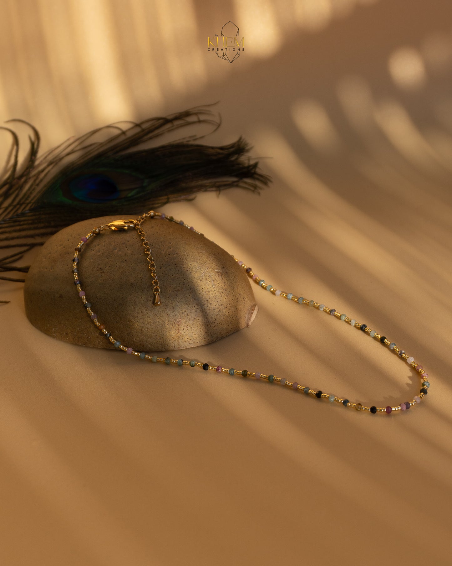 Collier Nyame pierre au choix Lapis Lazuli ou Tourmaline (45cm )