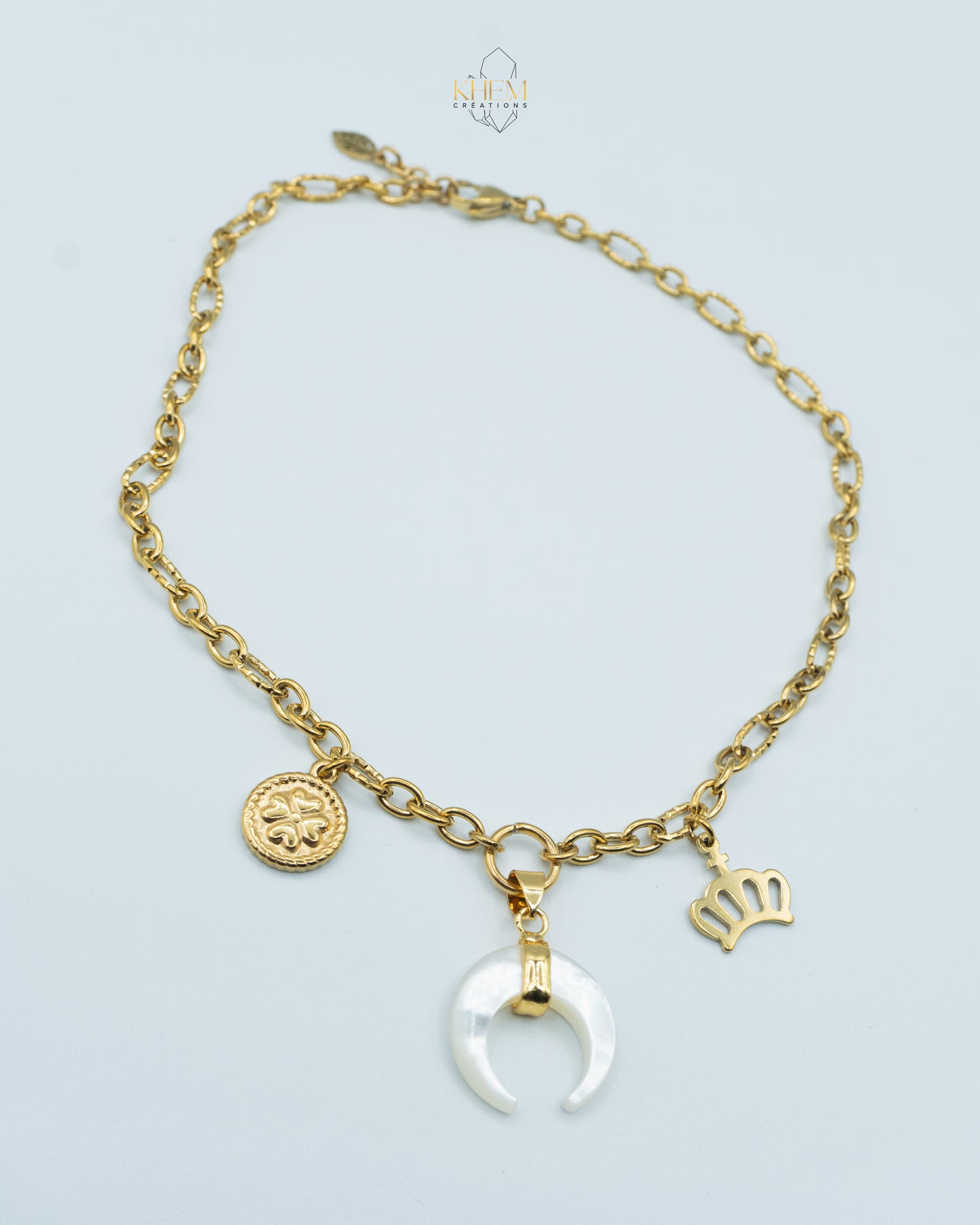 Collier Luna Royale : Perles d’Eau Douce & Chaîne en Acier Inoxydable