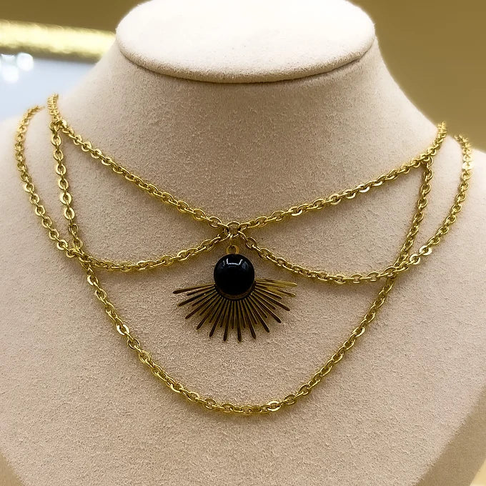 Collier RÊ en Obsidienne noire