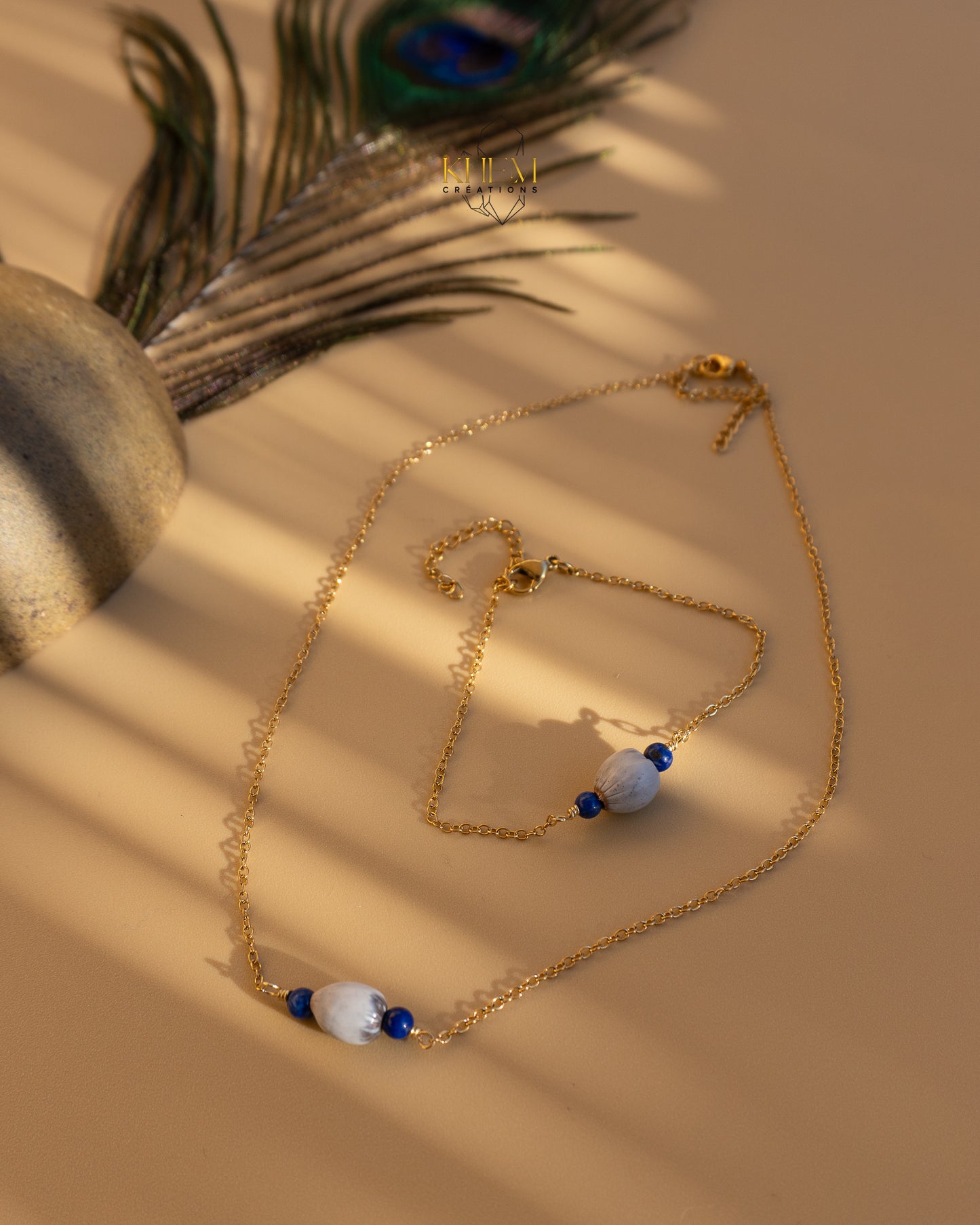 Parure Iwa – Collier et Bracelet en Graine Job et Pierres au Choix