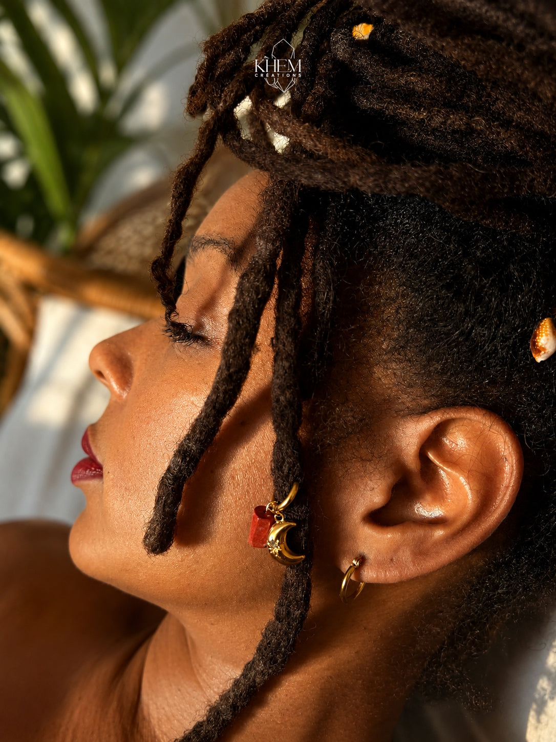 Bijou de Locks Lunank – Jaspe Rouge, Lune & Acier Inoxydable