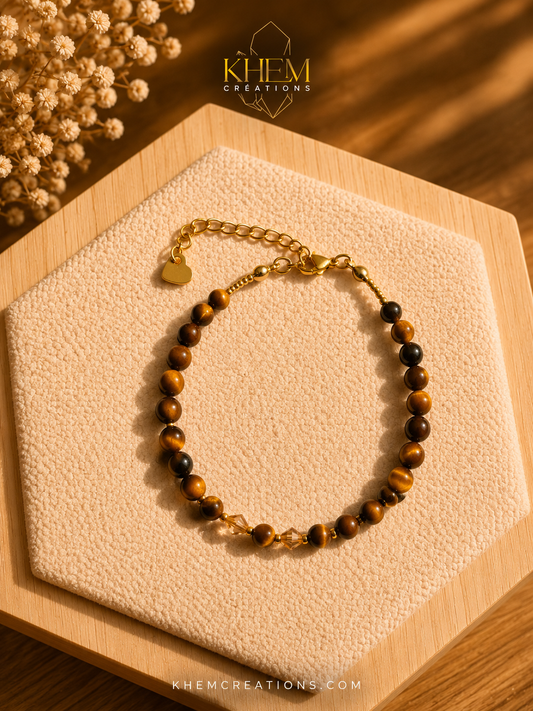 Bracelets Golden Protect en Œil de Tigre & Acier Inoxydable