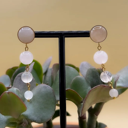 Boucles D'Oreilles HAT'COEUR en Quartz Rose