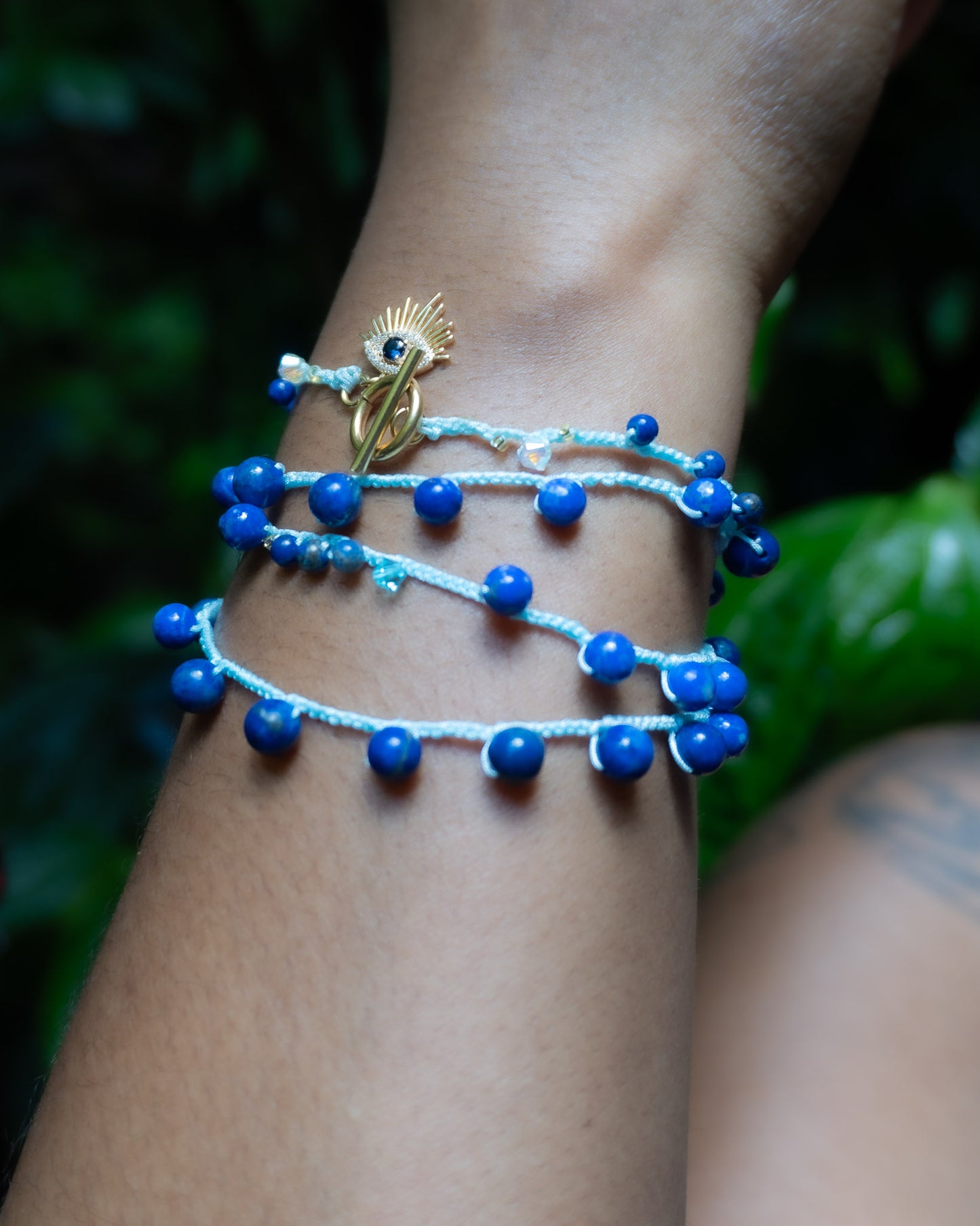 ISET WRAP en Lapis Lazuli avec Fermoir en Acier inoxydable