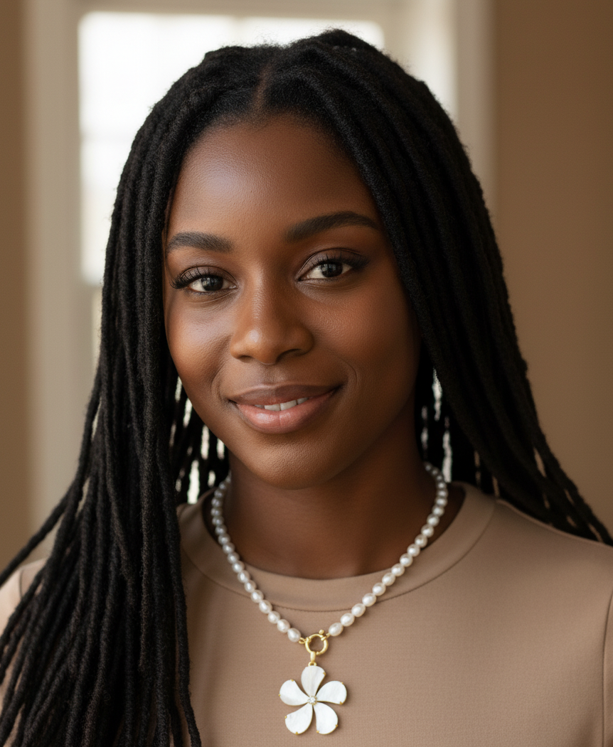 Collier Fleur Royale : Perles d’Eau Douce (Pendentif Fleur & Rang de Perles) – 45 cm