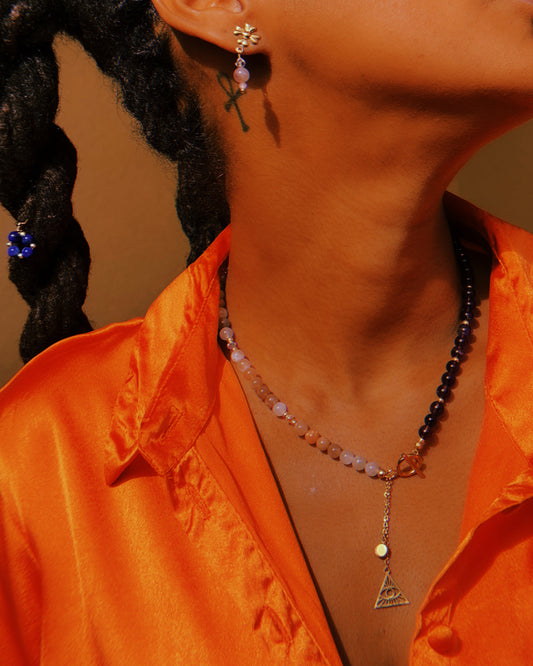 Collier Aïssata en Pierre de Lune et Améthyste