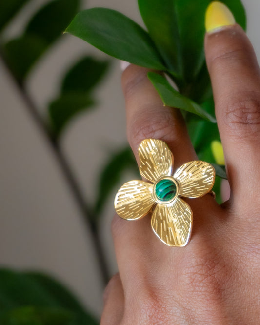 Bague FLOWER Malachite