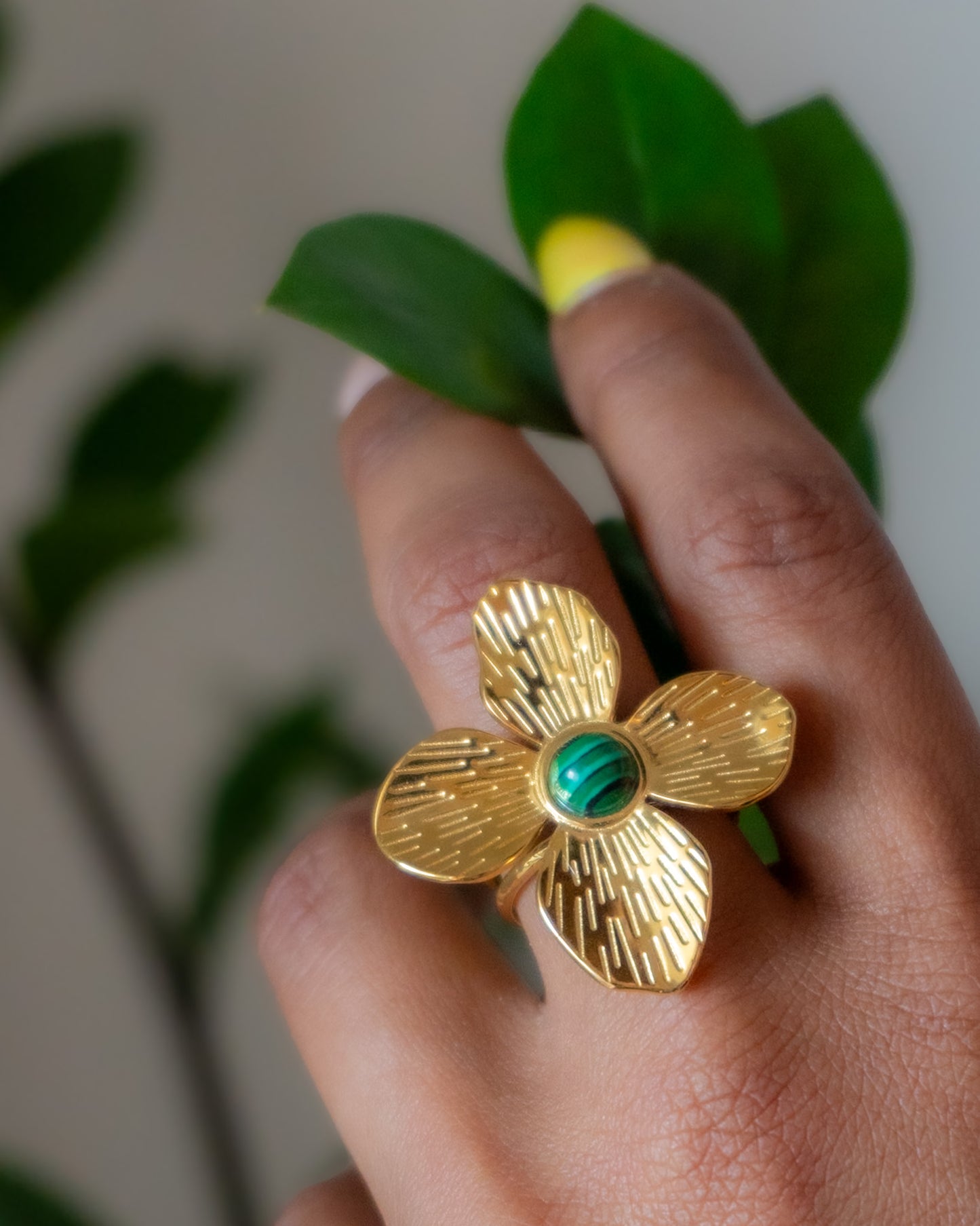 Bague FLOWER Malachite