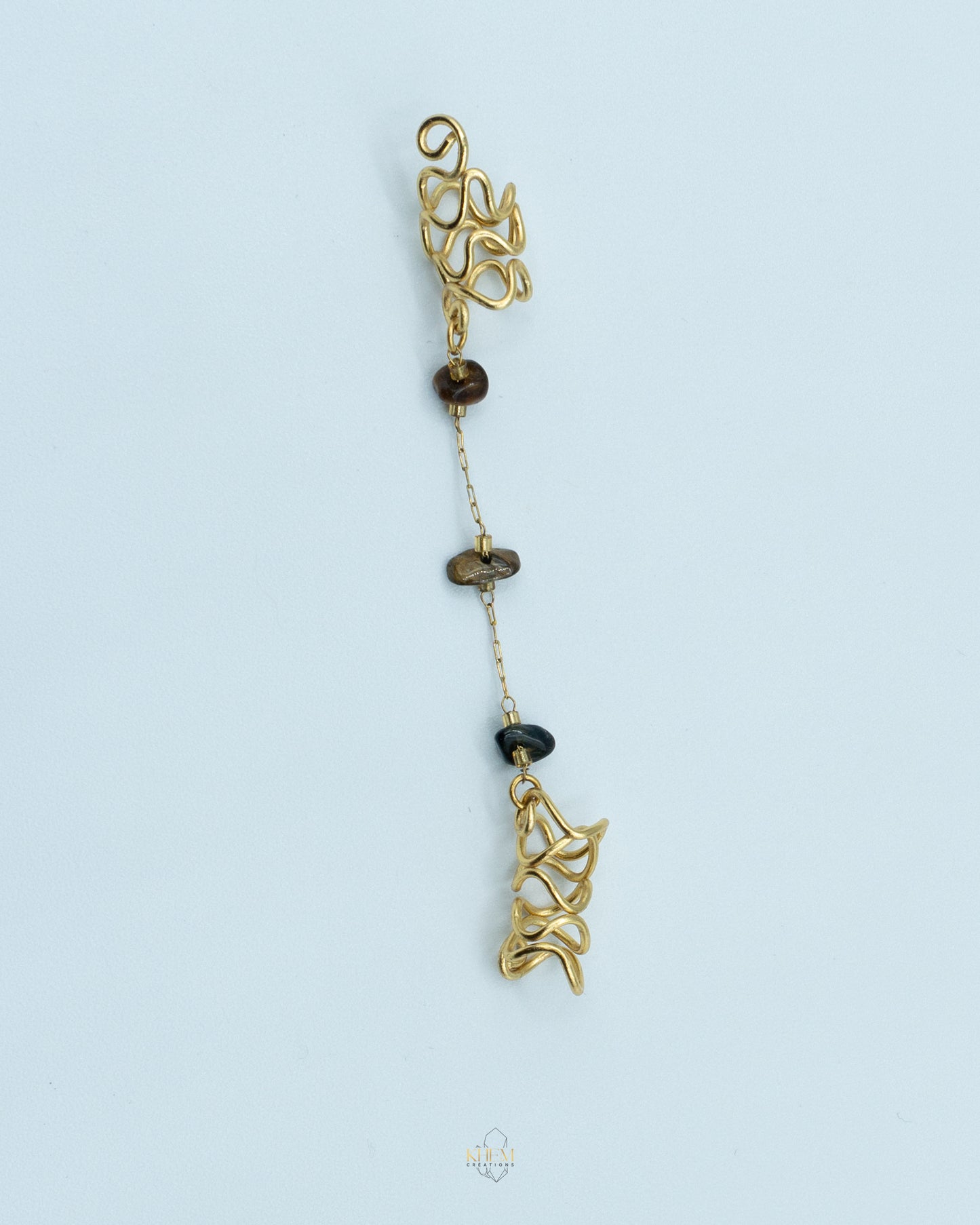 Bijoux de locks double spirales énergétiques – pierres naturelles au choix (Œil de Tigre, Howlite, Turquoise, Mix)