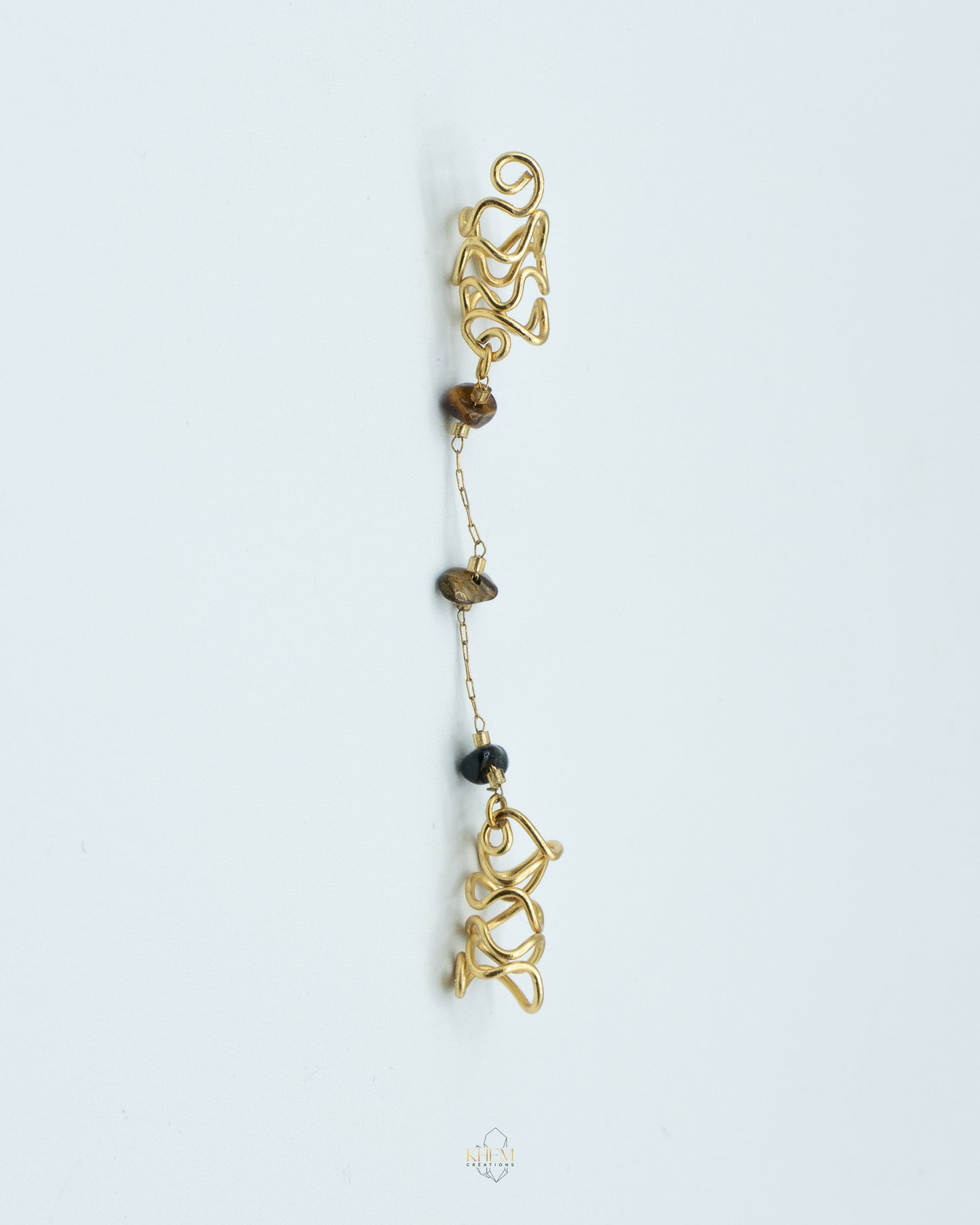 Bijoux de locks double spirales énergétiques – pierres naturelles au choix (Œil de Tigre, Howlite, Turquoise, Mix)