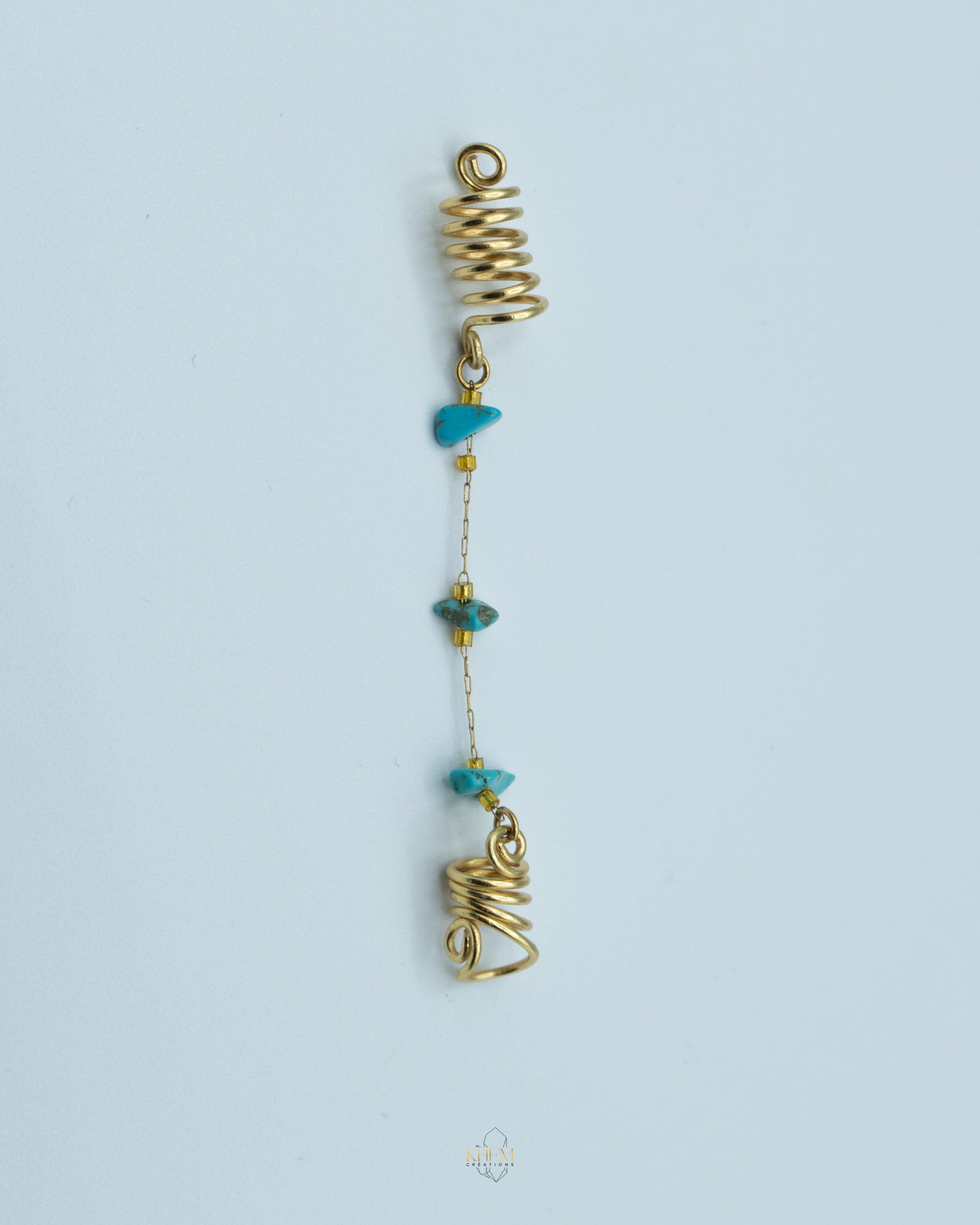 Bijoux de locks double spirales énergétiques – pierres naturelles au choix (Œil de Tigre, Howlite, Turquoise, Mix)