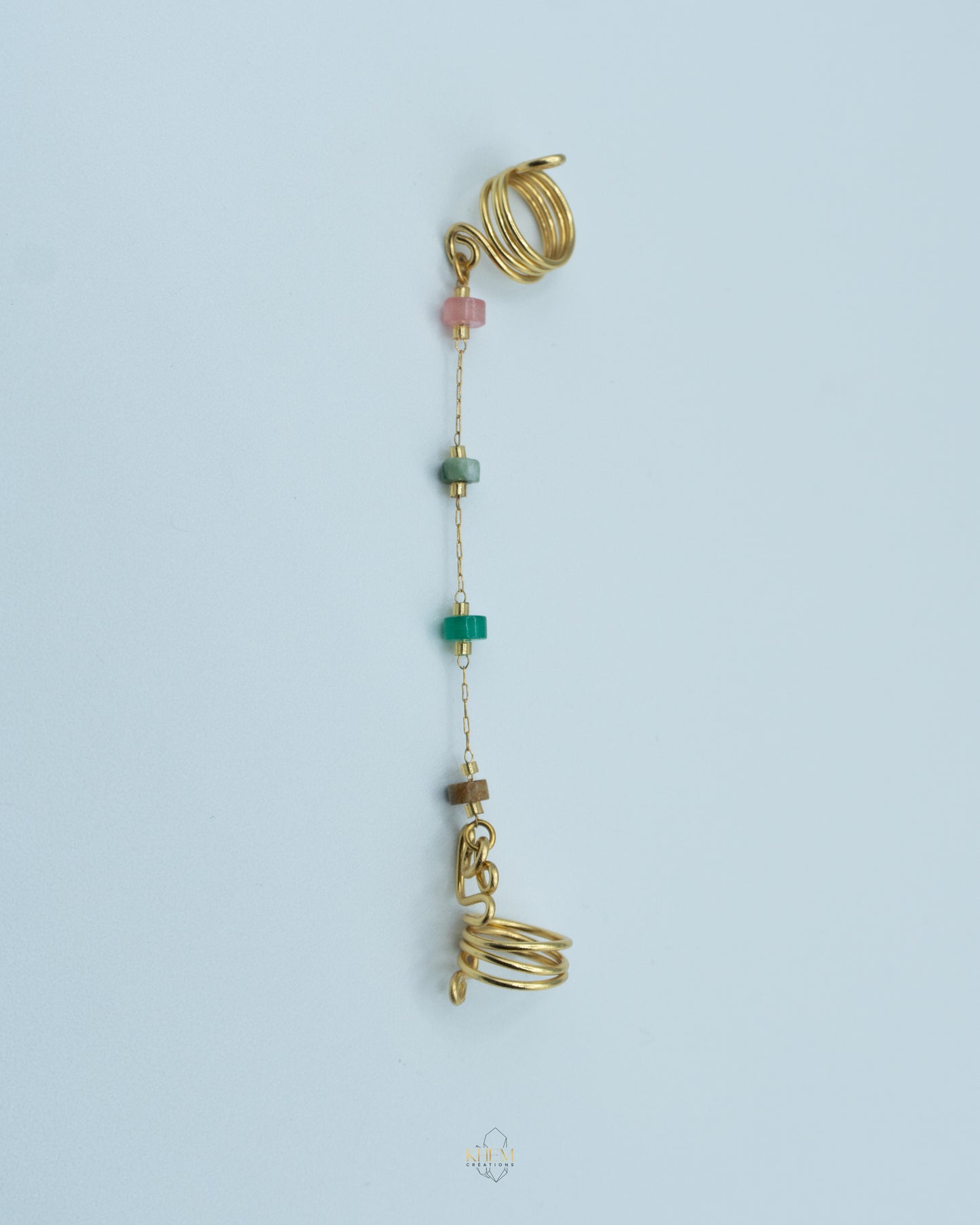 Bijoux de locks double spirales énergétiques – pierres naturelles au choix (Œil de Tigre, Howlite, Turquoise, Mix)