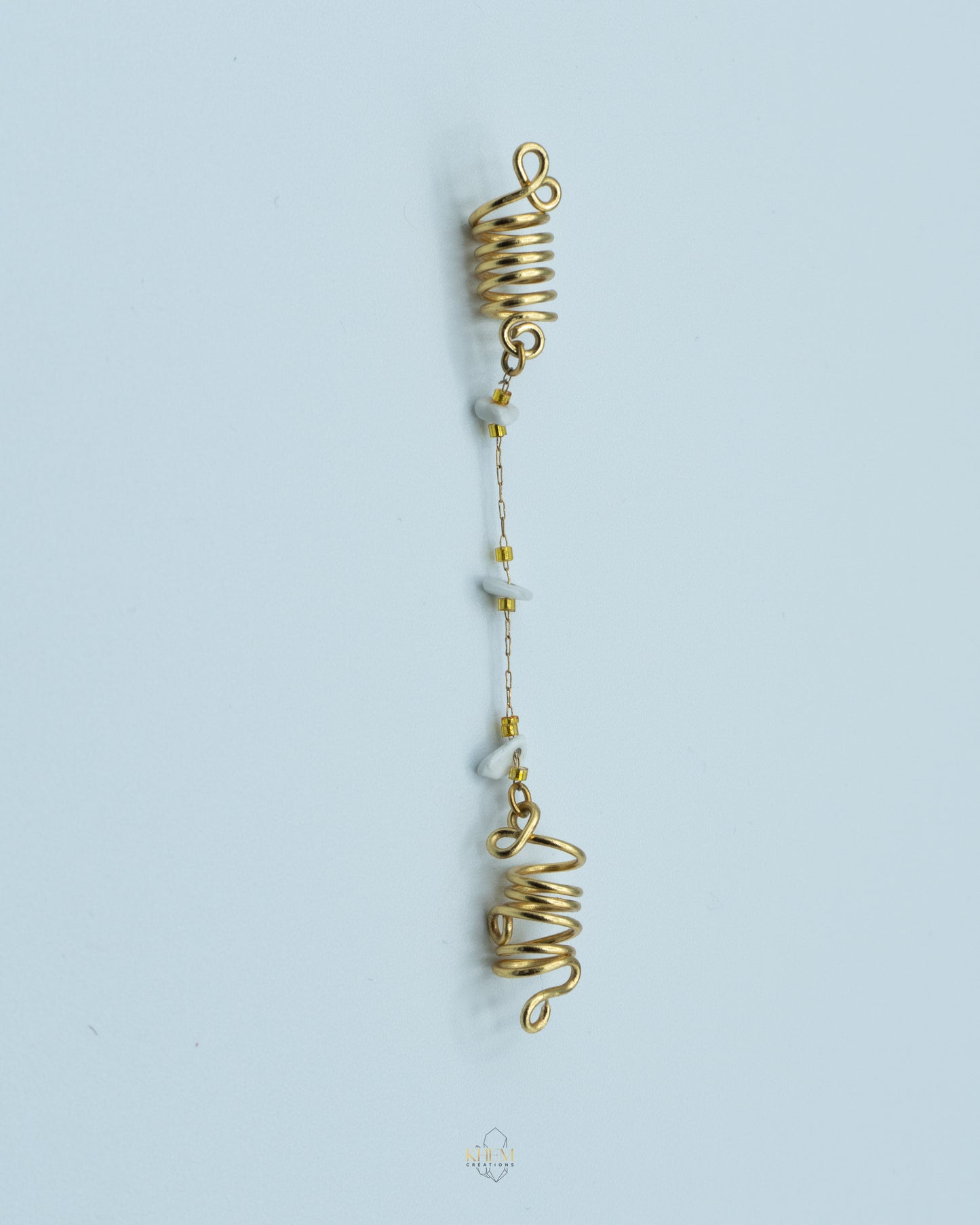 Bijoux de locks double spirales énergétiques – pierres naturelles au choix (Œil de Tigre, Howlite, Turquoise, Mix)