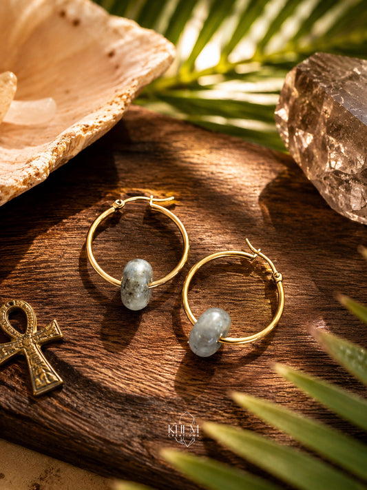 Boucles d’oreilles Créoles DONUTS en Labradorite