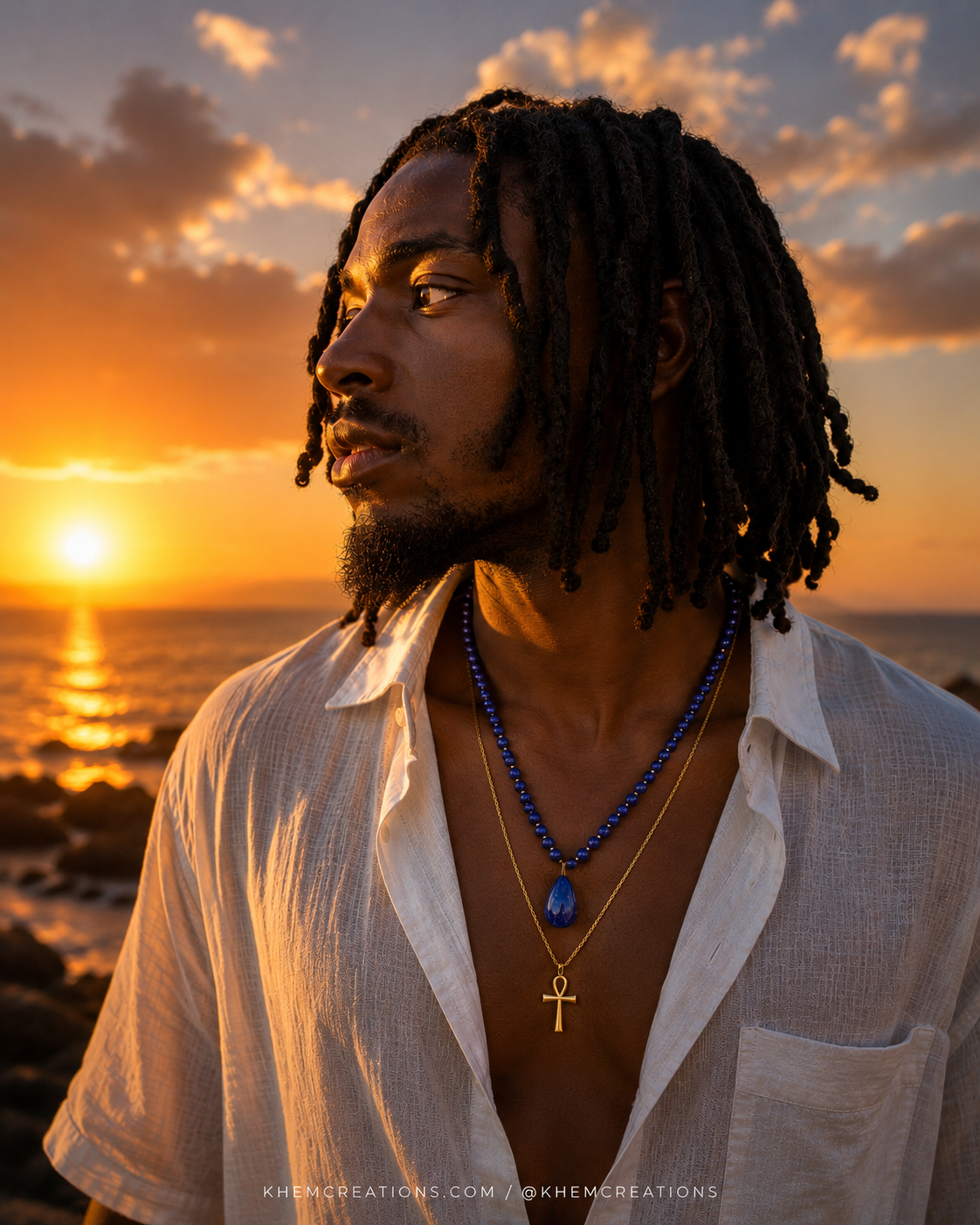 Collier Ankh – Maille forçat fine (Acier inoxydable) – Plusieurs longueurs