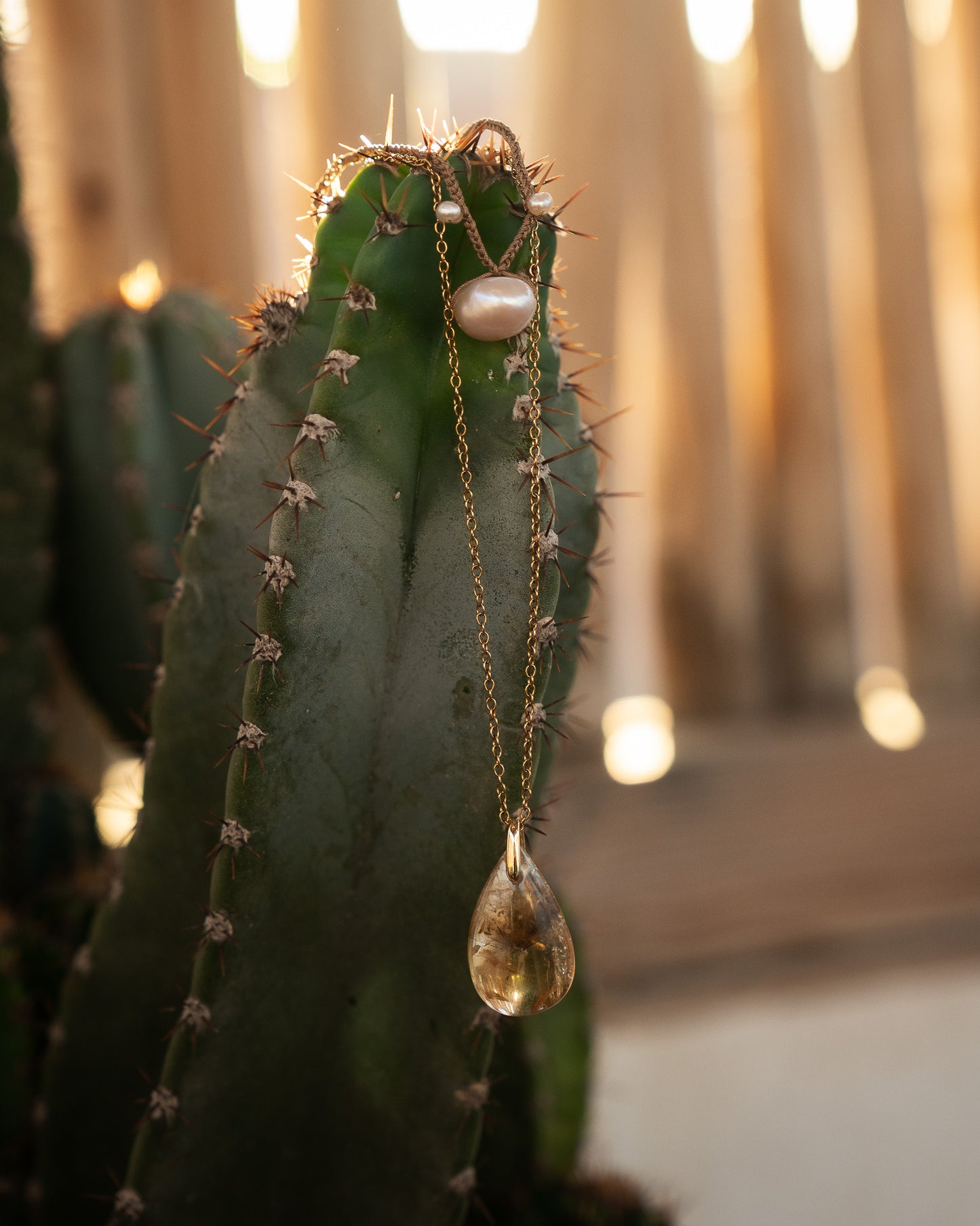 OYA Citrine et Perle d'eau douce Collier double