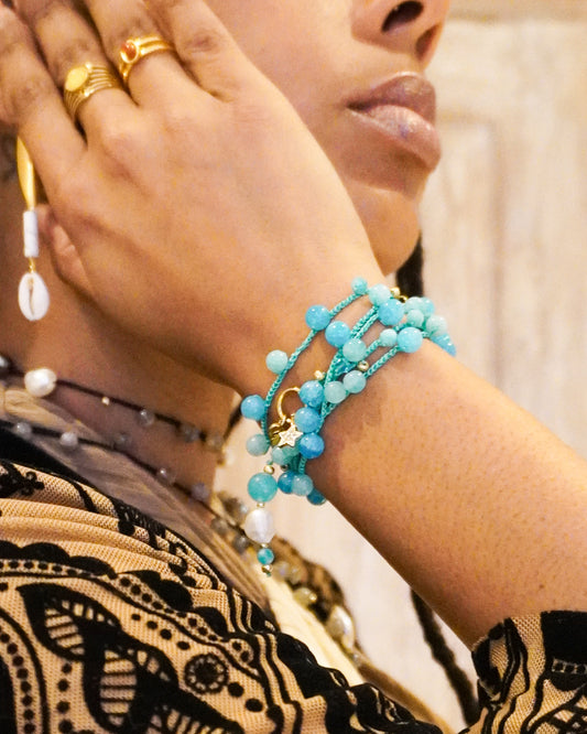 ASASE YAA WRAP en Amazonite avec fermoir