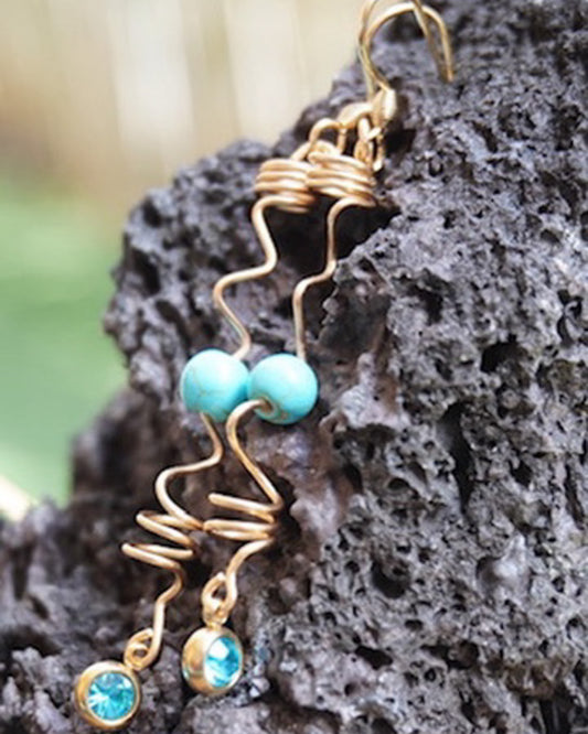 Boucle d'oreilles Déesse howlite turquoise