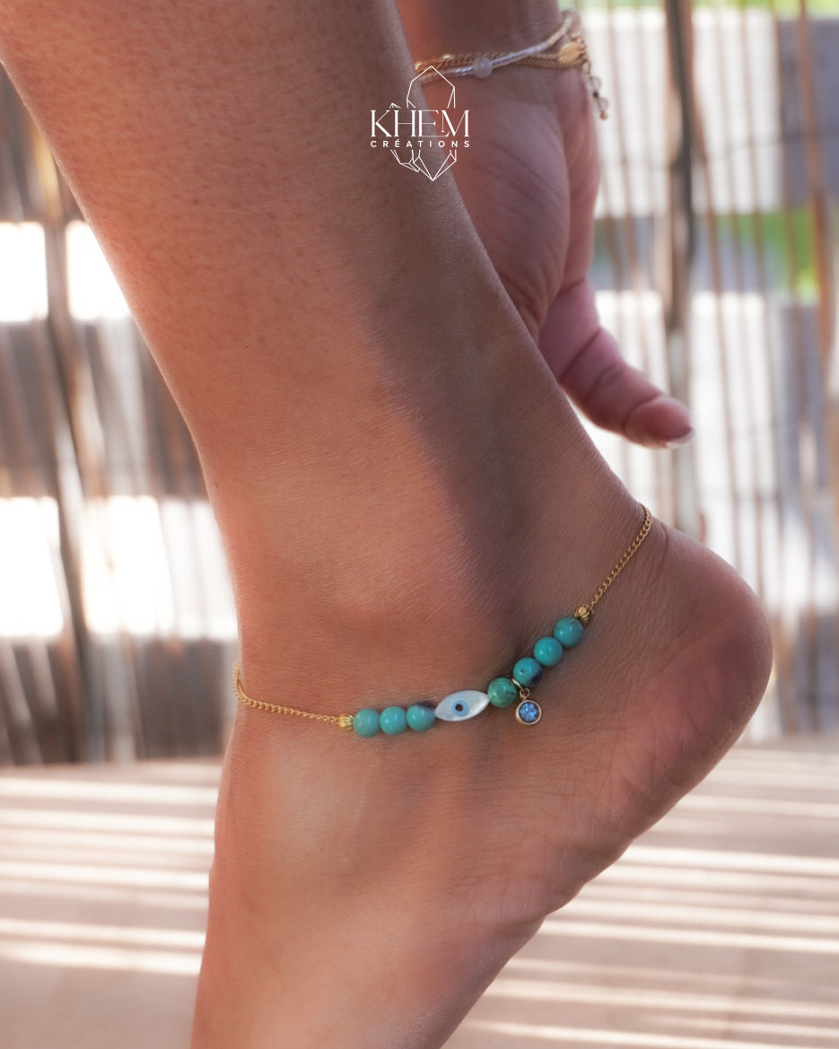 chevillère en pierre naturelle turquoise 