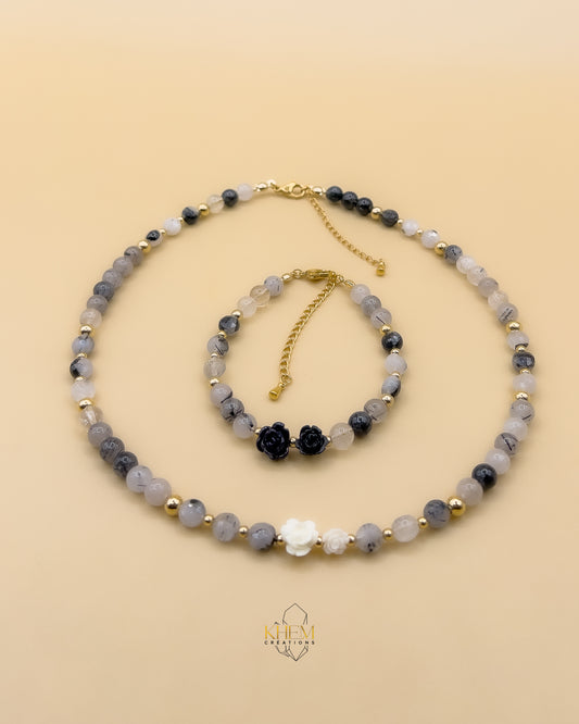 Collier et Bracelet GEB en Quartz Tourmaline