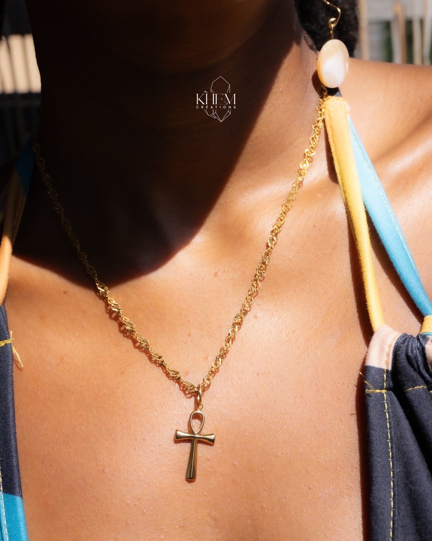 Collier Ankh – Maille torsadée 45 cm (Acier inoxydable, Modèle unique)