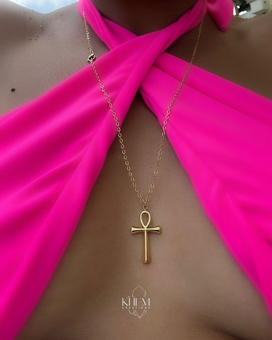 Collier Ankh – Maille forçat fine (Acier inoxydable) – Plusieurs longueurs