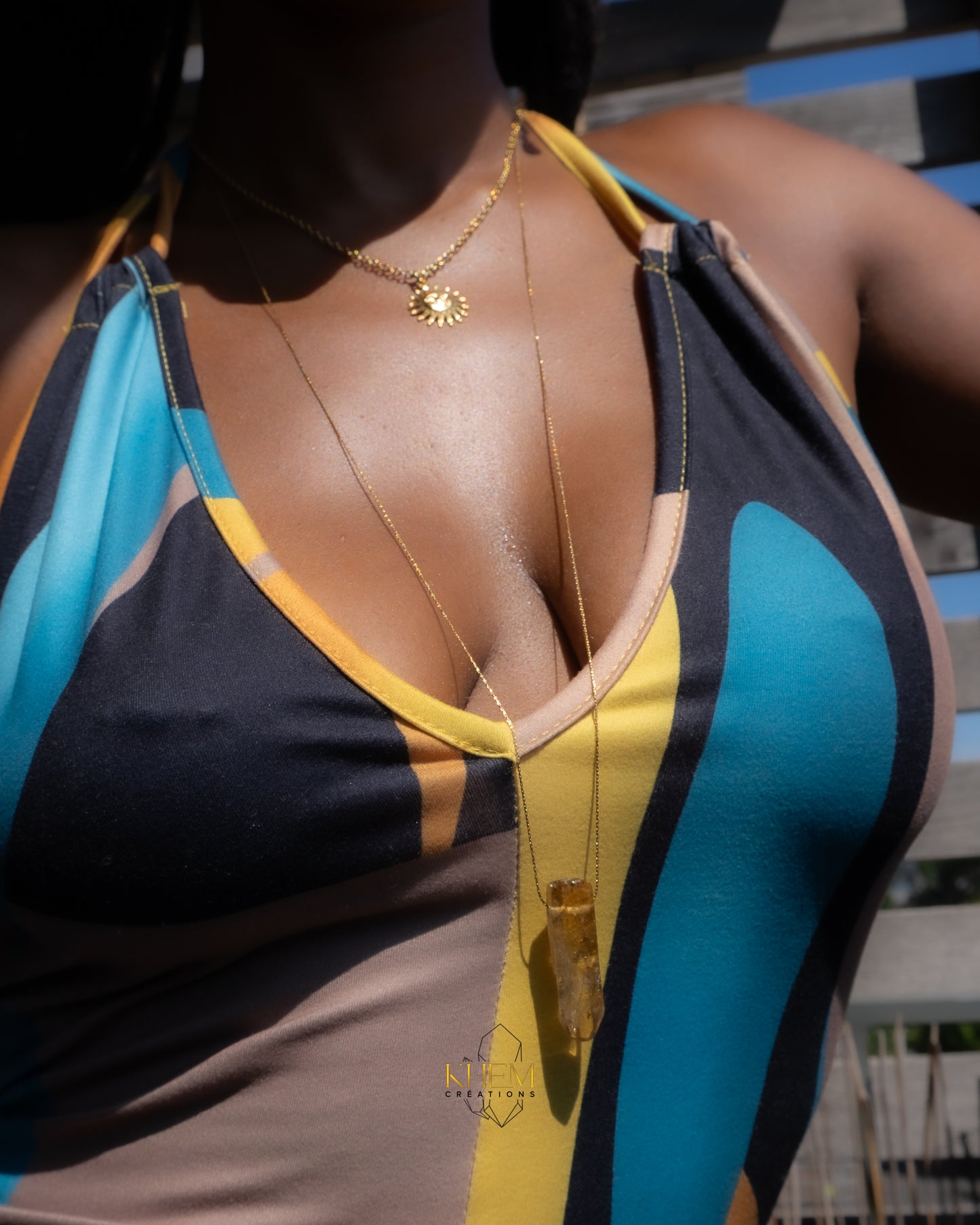 Collier Double Solaria en Citrine & Acier inoxydable