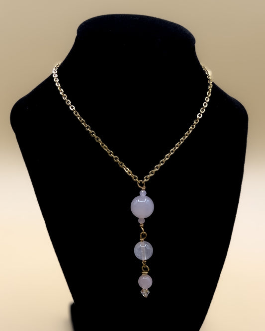 Collier Douce Planète en Quartz-rose