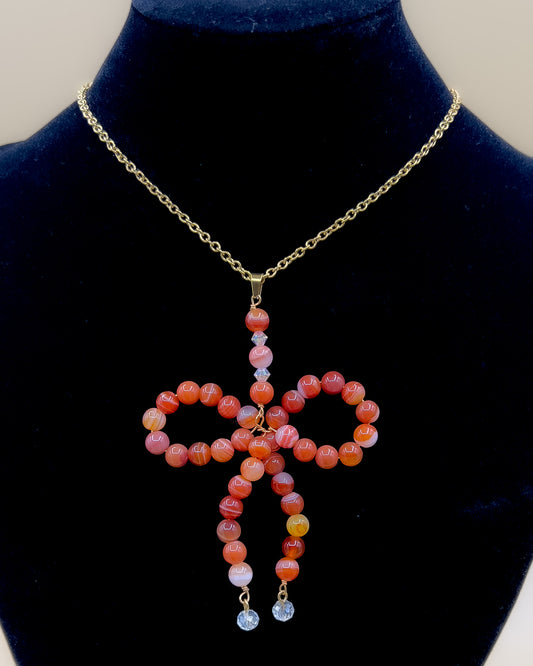 Collier Création FLEUR LONGÉVITÉ en Agate de Botswana