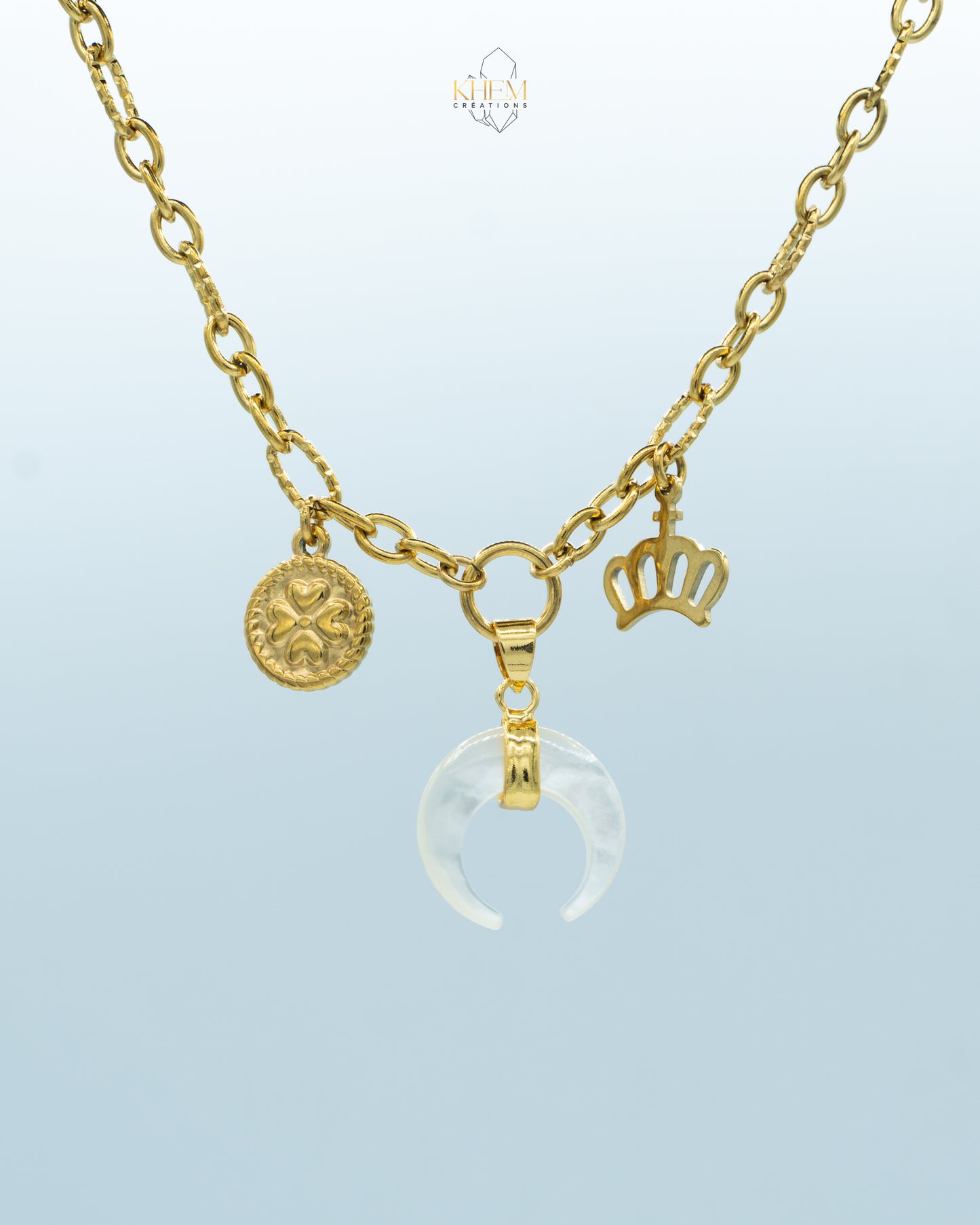 Collier Luna Royale : Perles d’Eau Douce & Chaîne en Acier Inoxydable