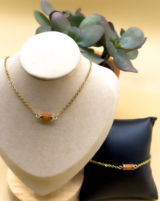 Parure : Collier + bracelet HARMONIE & ÉNERGIE POSITIVE en Ambre